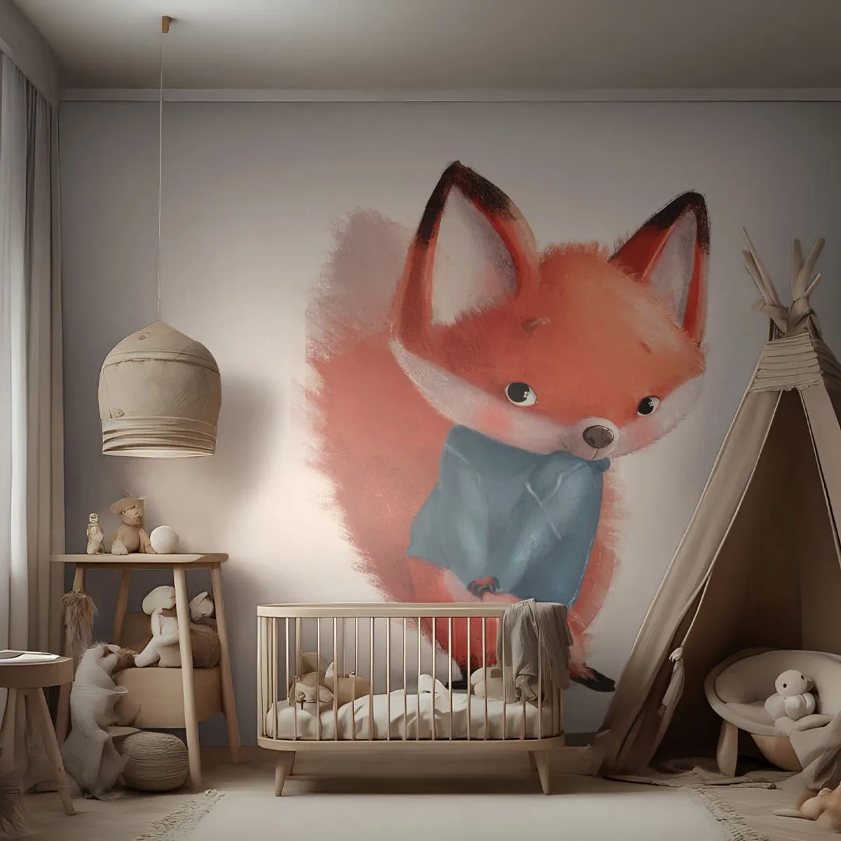 Fototapete Premium Sand - Steht mir das gut? - Für Kinder, Fuchs, Märchen - 350x256 cm