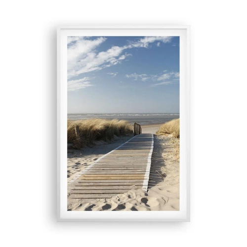 Poster in einem weißen Rahmen - Hinter der Düne, im Rauschen des Grases - 61x91 cm