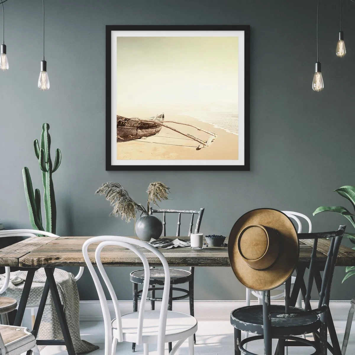 Poster in einem schwarzem Rahmen - Erinnerung an die Südsee - 50x50 cm