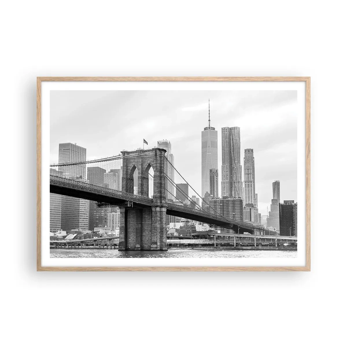 Poster in einem Rahmen aus heller Eiche - New Yorker Atmosphäre - 100x70 cm