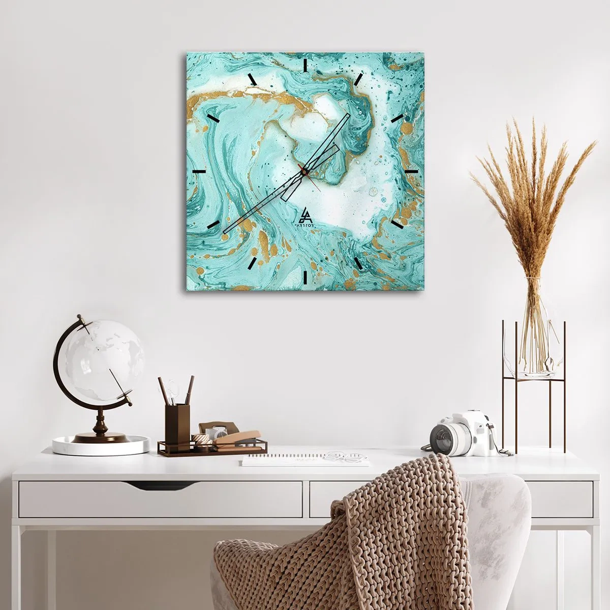 Wanduhr - Glasuhr - Unter der großen Welle der Edo-Ära - 40x40 cm