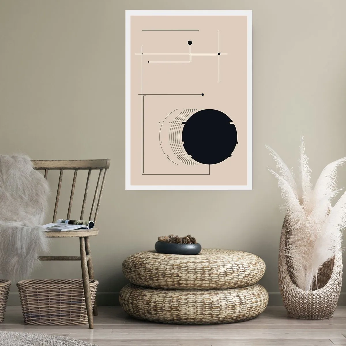 Poster - Eine minimalistische geometrische Komposition auf beigem Hintergrund - 50x70cm - Flexible und dynamische Komposition - Moderne Wanddekoration für Wohnzimmer und Schlafzimmer ARTTOR