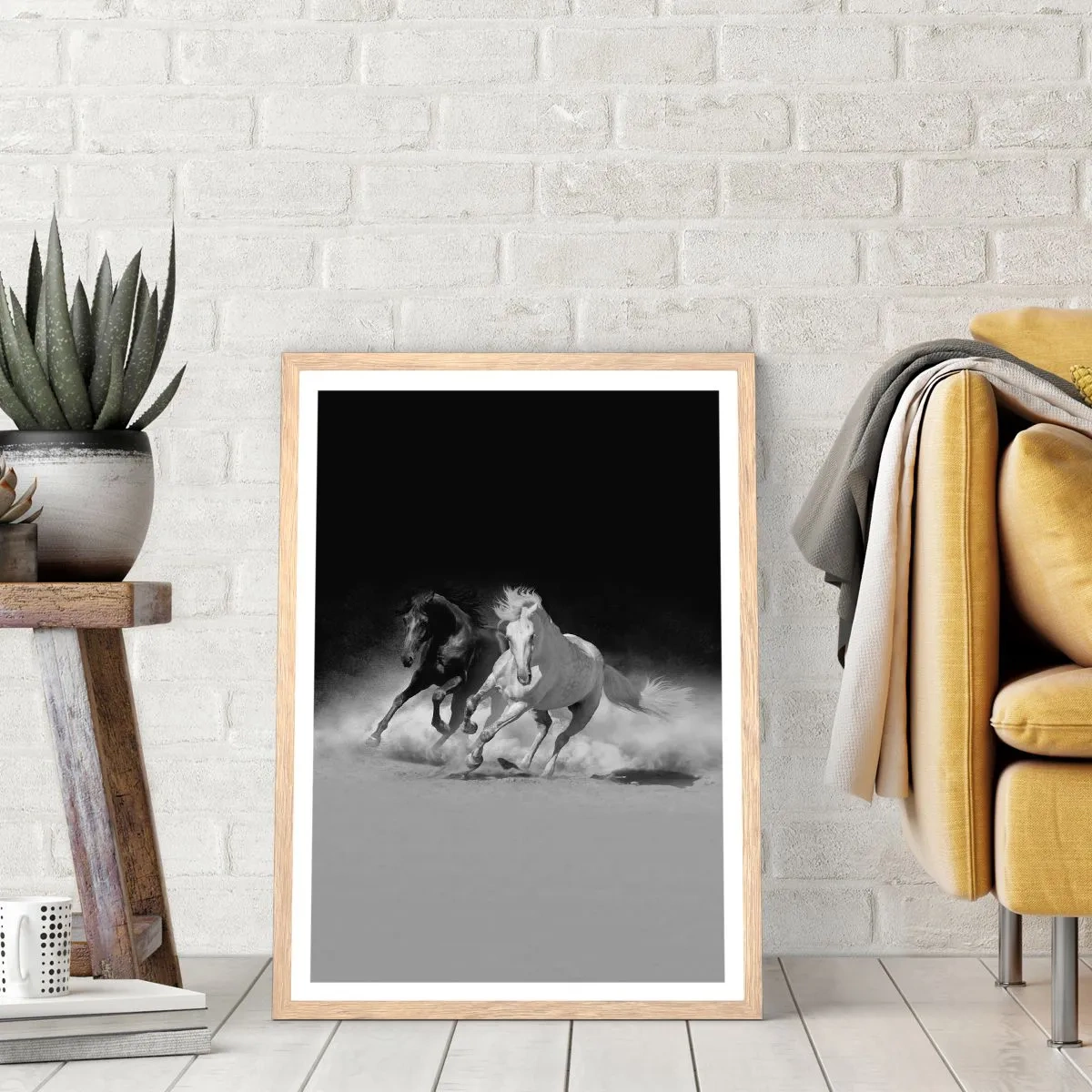 Poster in einem Rahmen aus heller Eiche - Galopp der Freiheit - 30x40 cm