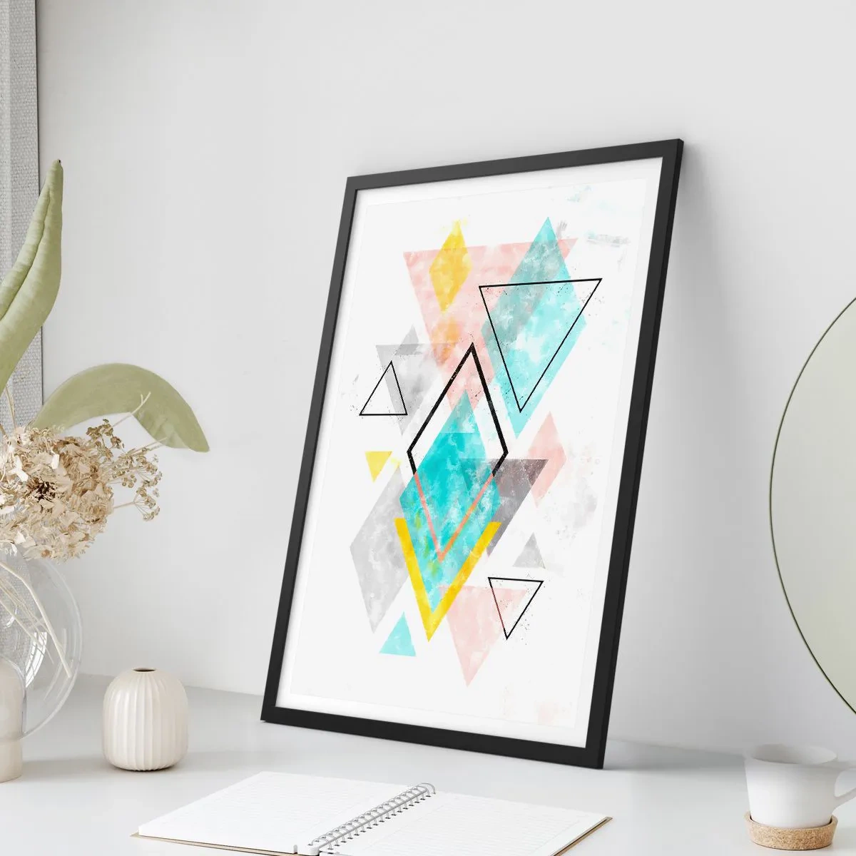 Poster in einem schwarzem Rahmen - Geometrisches Spiel - 61x91 cm