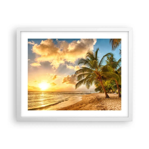 Poster in einem weißen Rahmen - Ewiger Sommer, immer Urlaub - 50x40 cm