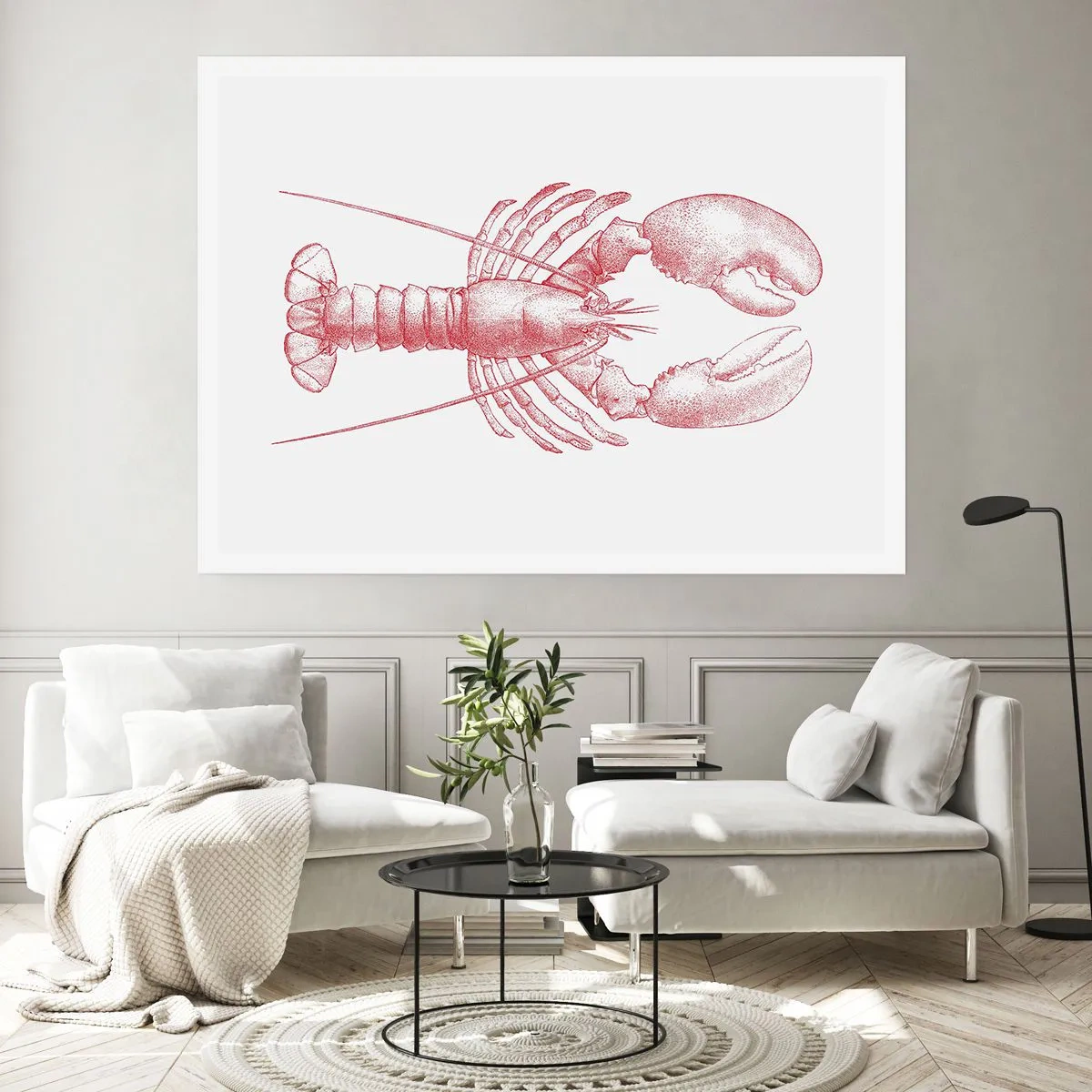 Poster - Zeichnung eines Hummers in einem roten Farbton - 100x70cm - Hummer, der Homers würdig ist - Moderne Wanddekoration für Wohnzimmer und Schlafzimmer ARTTOR