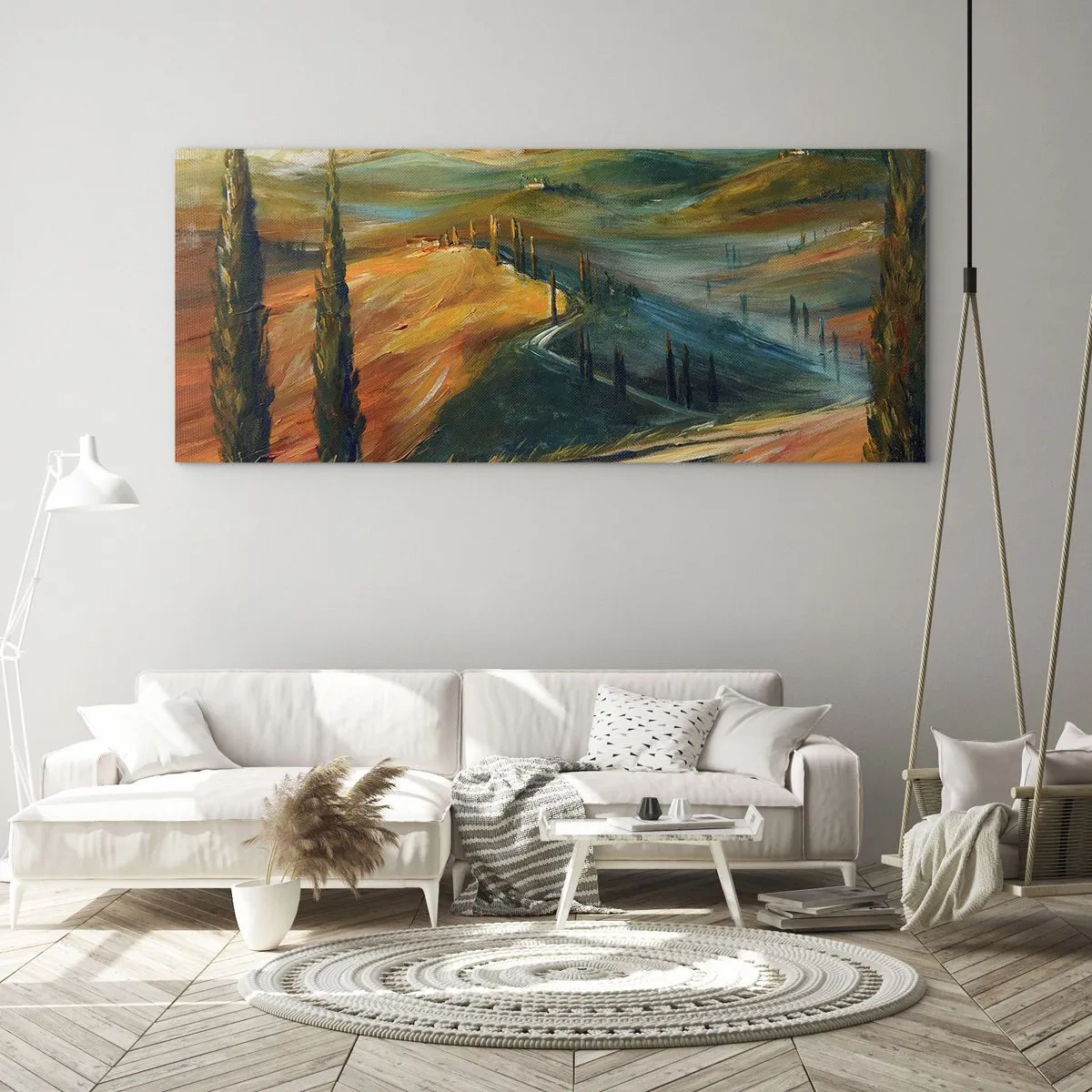 Glasbild - Bild auf glas - Toskanische Landschaft - 90x30 cm