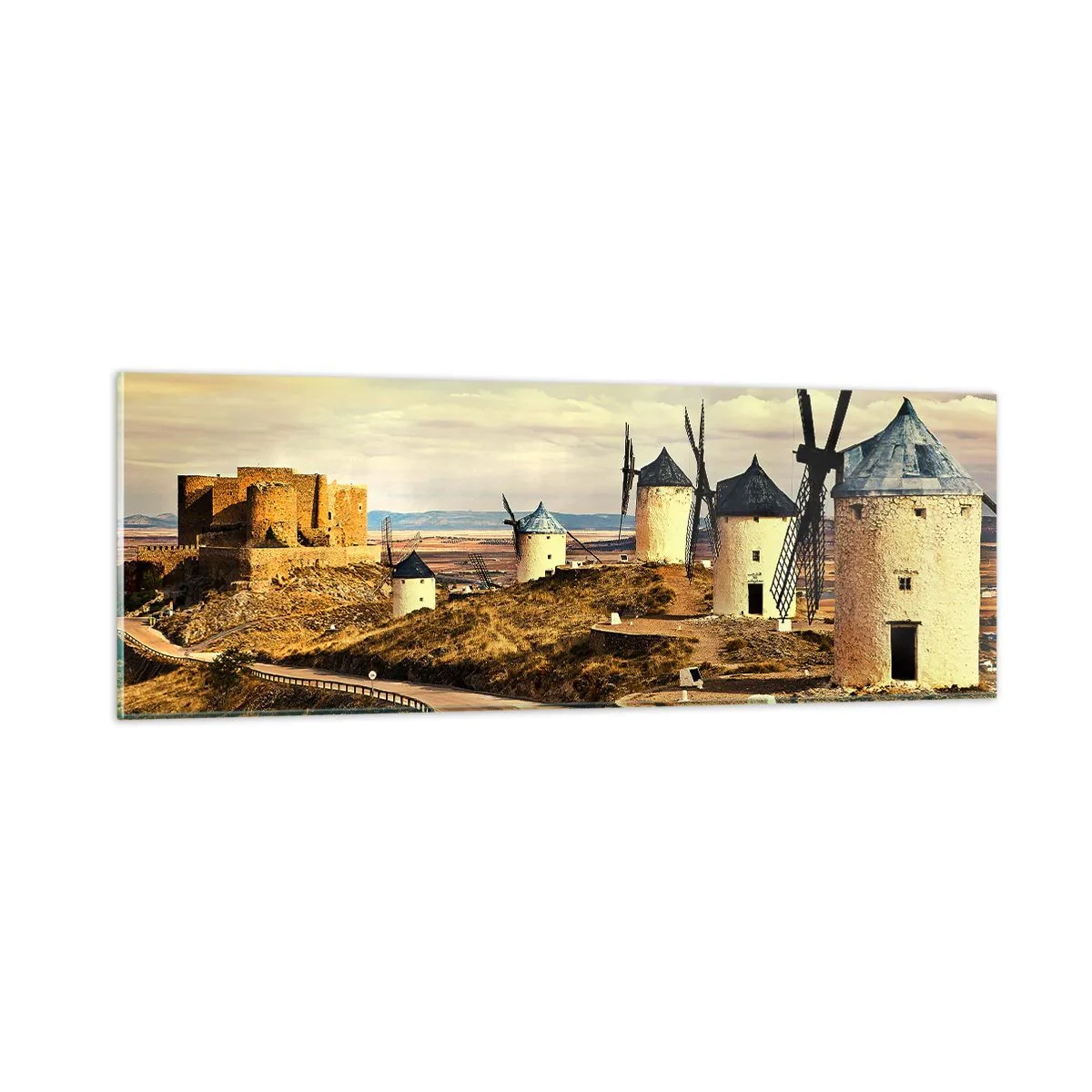 Glasbild - Bild auf glas - Don Quijote kommt gleich - 90x30 cm