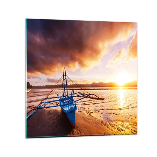 Glasbild - Bild auf glas - Nach einem Tag sich im Sand ausstrecken - 50x50 cm