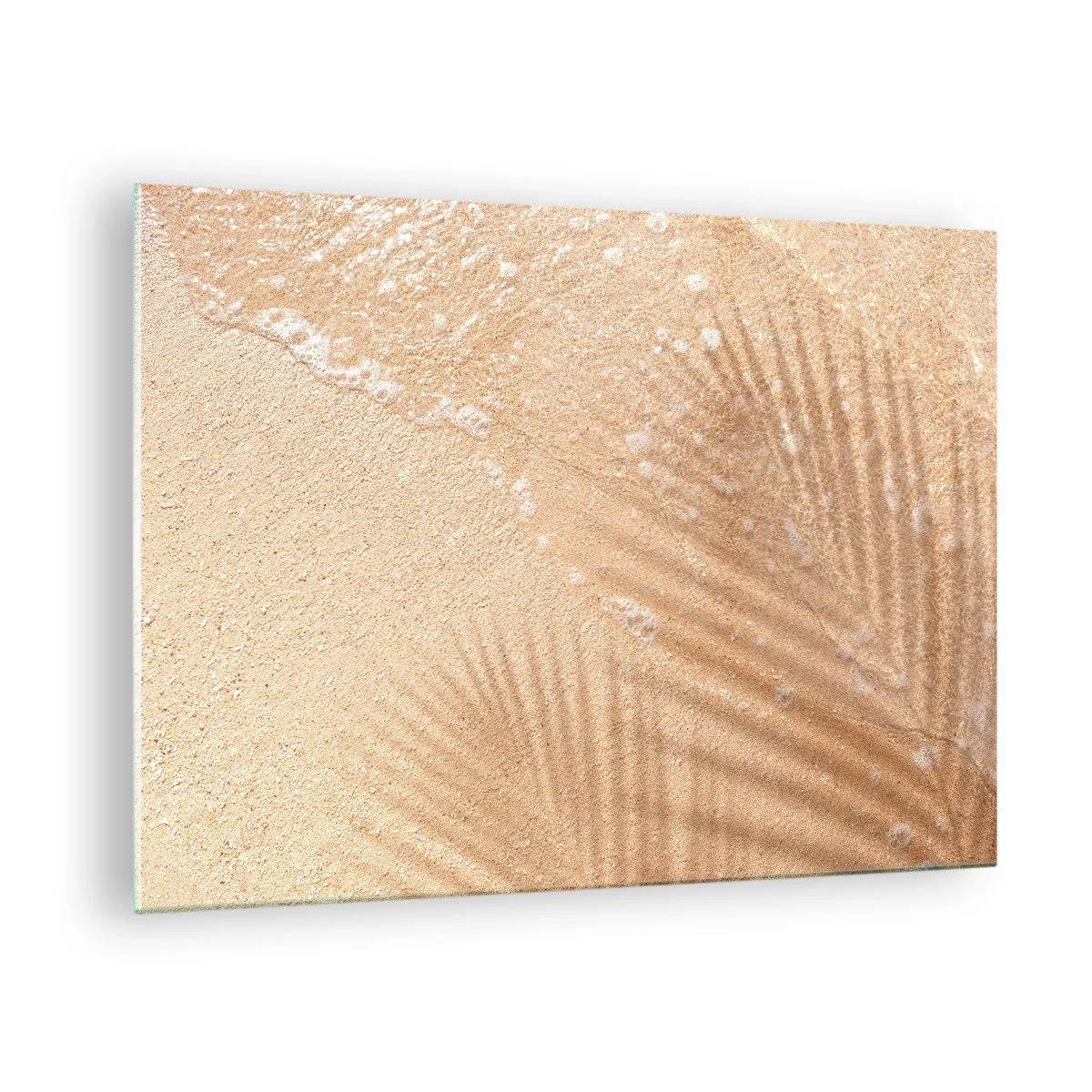 Glasbild - Bild auf glas - Strand und Schatten im Sand - 70x50cm - Der Schatten eines heißen Sommers - Moderne Wanddekoration für Wohnzimmer und Schlafzimmer ARTTOR