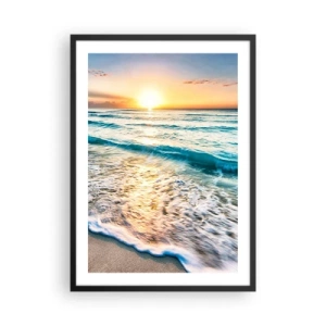 Poster in einem schwarzem Rahmen - Sonnenuntergang über einem ruhigen Meer mit Wellen - 50x70cm - Ein Blick lohnt sich - Moderne Wanddekoration für Wohnzimmer und Schlafzimmer ARTTOR