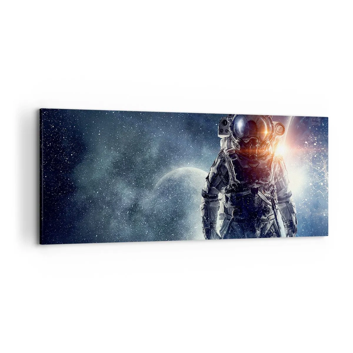 Bild auf Leinwand - Leinwandbild - Astronaut vor dem Hintergrund des Weltraums und des Planeten Erde - 120x50cm - Weltraumabenteuer - Moderne Wanddekoration für Wohnzimmer und Schlafzimmer ARTTOR