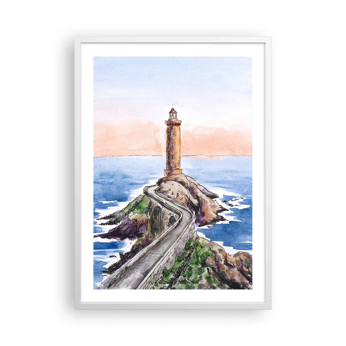 Poster in einem weißen Rahmen - Dem Meer zugewandt - 50x70 cm