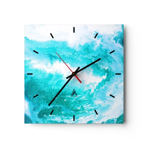 Wanduhr - Glasuhr - Abstrakter Wirbel in Blautönen - 30x30cm - Im Kern des Elements - Moderne Wanddekoration für Wohnzimmer und Schlafzimmer ARTTOR
