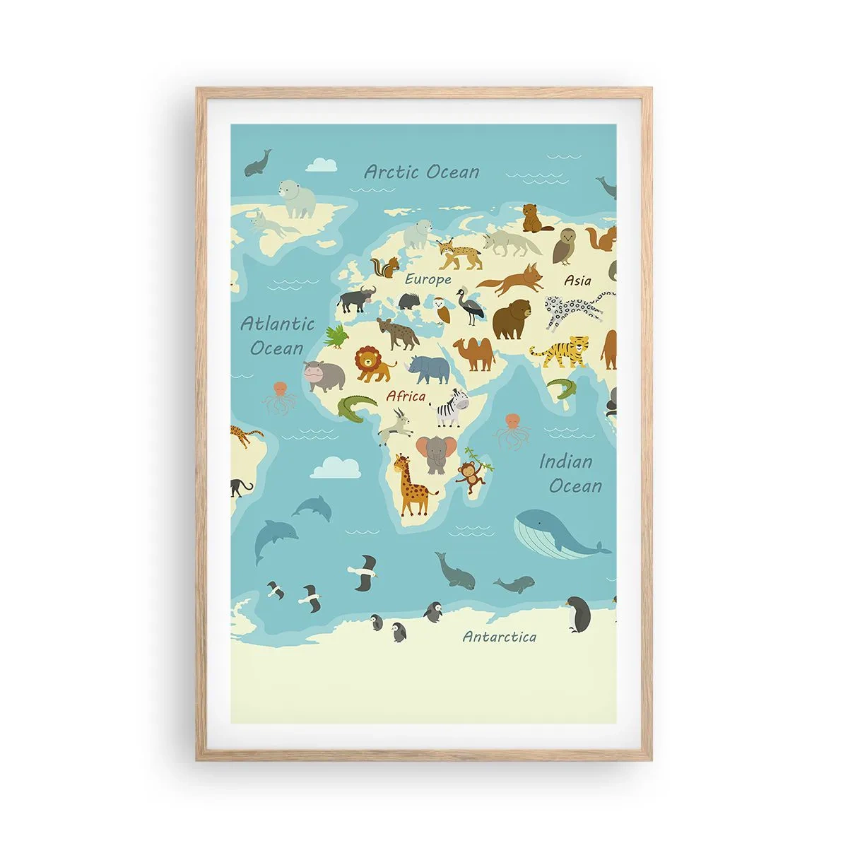 Poster in einem Rahmen aus heller Eiche - Gute Nachbarn - 61x91 cm