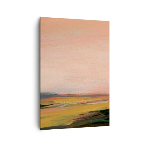 Bild auf Leinwand - Leinwandbild - Eine Landschaft in Rosa- und Goldtönen - 70x100cm - In Rosatönen - Moderne Wanddekoration für Wohnzimmer und Schlafzimmer ARTTOR