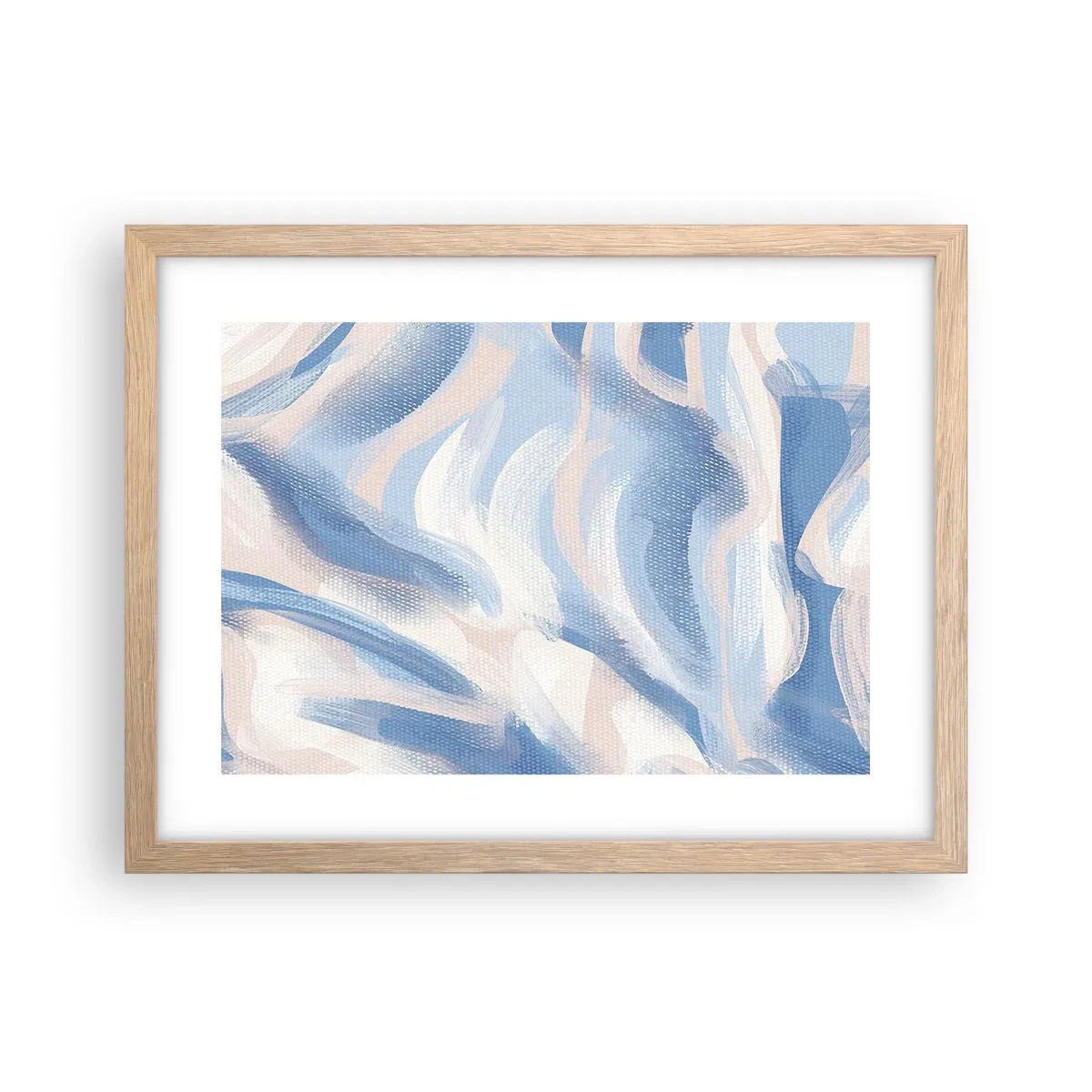 Poster in einem Rahmen aus heller Eiche - Blaue Wellen - 40x30 cm