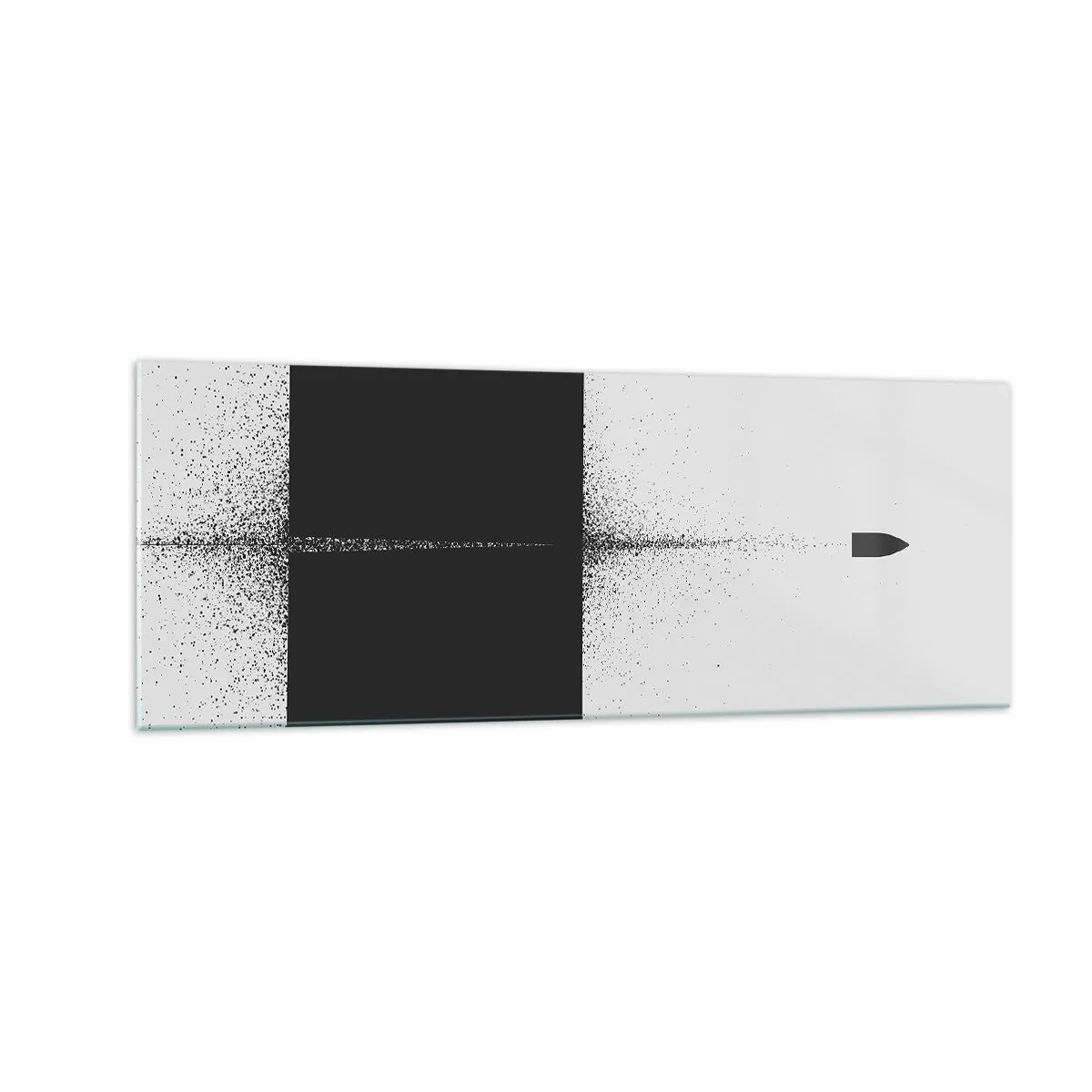 Glasbild - Bild auf glas - Ein symbolisches Projektil im minimalistischen, abstrakten Stil. - 140x50cm - Direkt zum Ziel - Moderne Wanddekoration für Wohnzimmer und Schlafzimmer ARTTOR