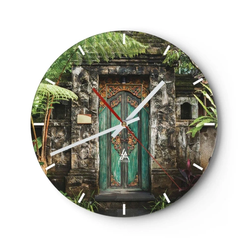 Wanduhr - Glasuhr - Eine Tür zu einer exotischen Welt - 40x40 cm