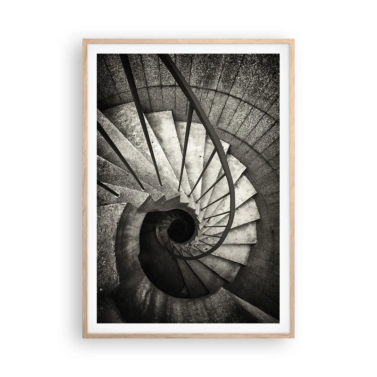 Poster in einem Rahmen aus heller Eiche - Treppe hoch, Treppe runter - 70x100 cm