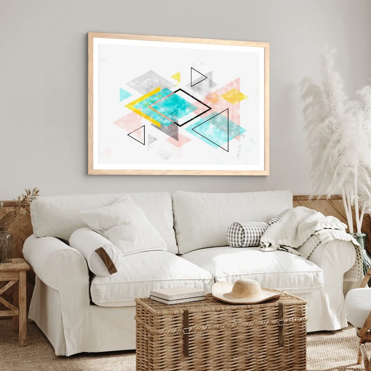 Poster in einem Rahmen aus heller Eiche - Geometrisches Spiel - 50x40 cm