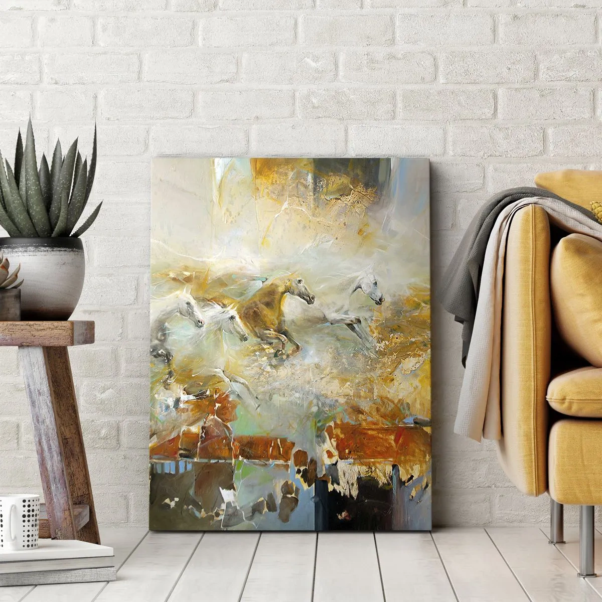 Bild auf Leinwand - Leinwandbild - Im Galopp durch das Licht - 55x100 cm