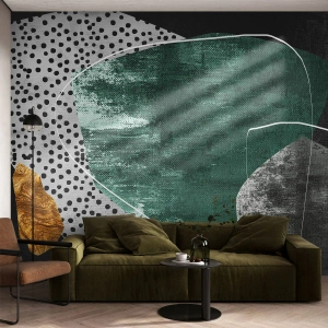 Fototapete Standard Eco - Bunte Abstraktion mit Blattgold - Abstraktion, Textur, Collage - 450x315 cm