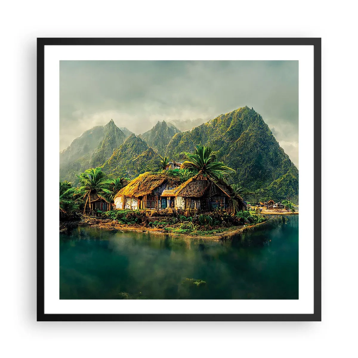 Poster in einem schwarzem Rahmen - Tropisches Paradies - 60x60 cm