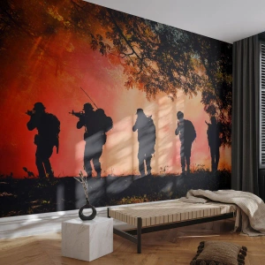 Fototapete Standard Eco - … Alle für einen. - Soldat, Waffe, Gewehr - 300x210 cm