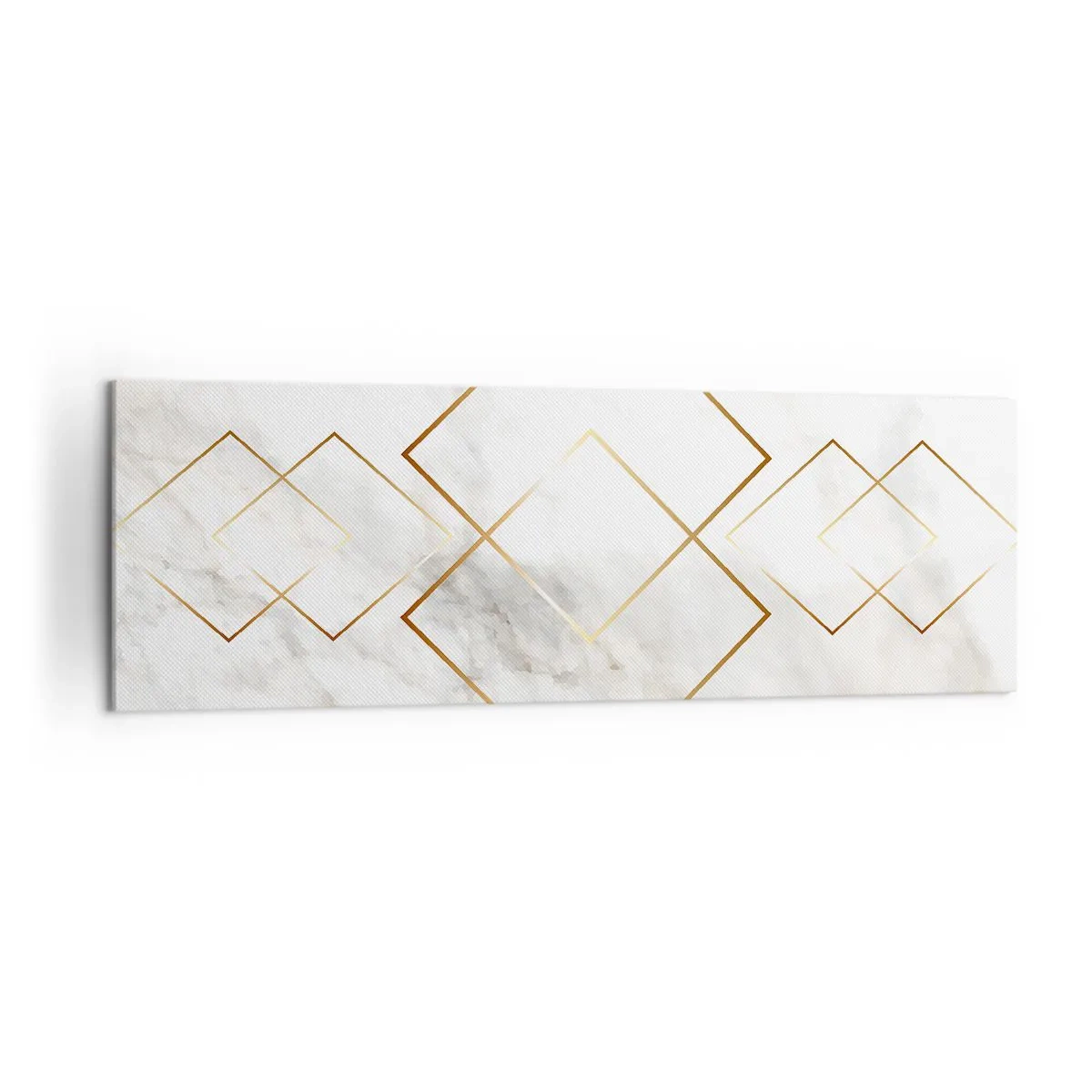 Bild auf Leinwand - Leinwandbild - Minimalistische goldene Rauten auf Marmorhintergrund - 160x50cm - Ein Blick in die Unendlichkeit - Moderne Wanddekoration für Wohnzimmer und Schlafzimmer ARTTOR