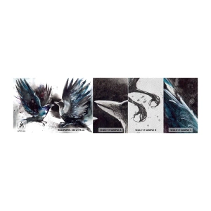 Fototapeten Muster Premium Sand - Rabe zum Raben ... - Abstraktion, Vogel, Tiere - 100x30 cm