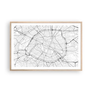 Poster in einem Rahmen aus heller Eiche - Pariser Blume - 91x61 cm