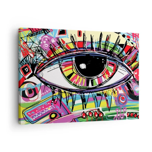 Bild auf Leinwand - Leinwandbild - Buntes abstraktes Graffiti-Auge - 70x50cm - Buntes Auge - bunte Seele - Moderne Wanddekoration für Wohnzimmer und Schlafzimmer ARTTOR