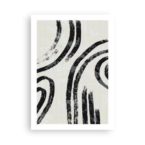 Poster - Abstrakte schwarze Linien auf hellem Hintergrund - 50x70cm - Bei Hälfte angehalten - Moderne Wanddekoration für Wohnzimmer und Schlafzimmer ARTTOR