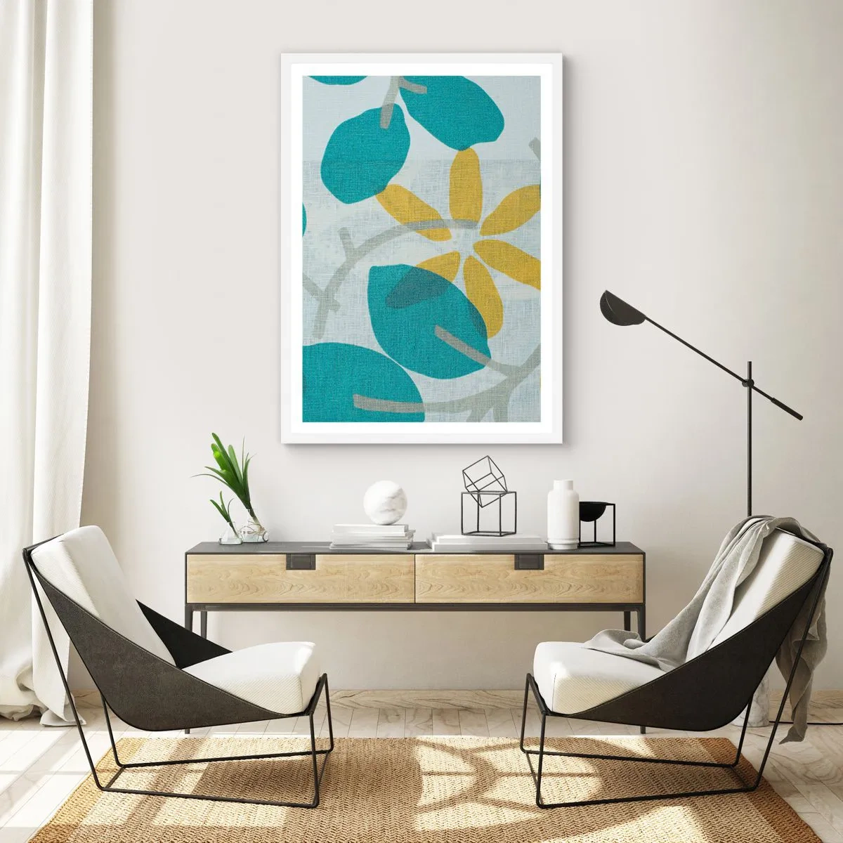 Poster in einem weißen Rahmen - Unter den azurblauen Blättern - 61x91 cm