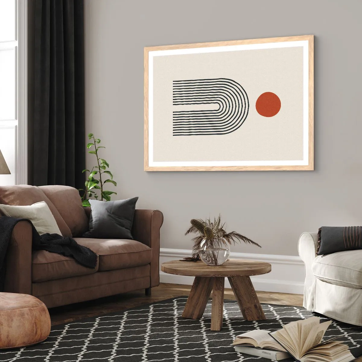 Poster in einem Rahmen aus heller Eiche - Magnetismus von Formen und Farben - 70x50 cm