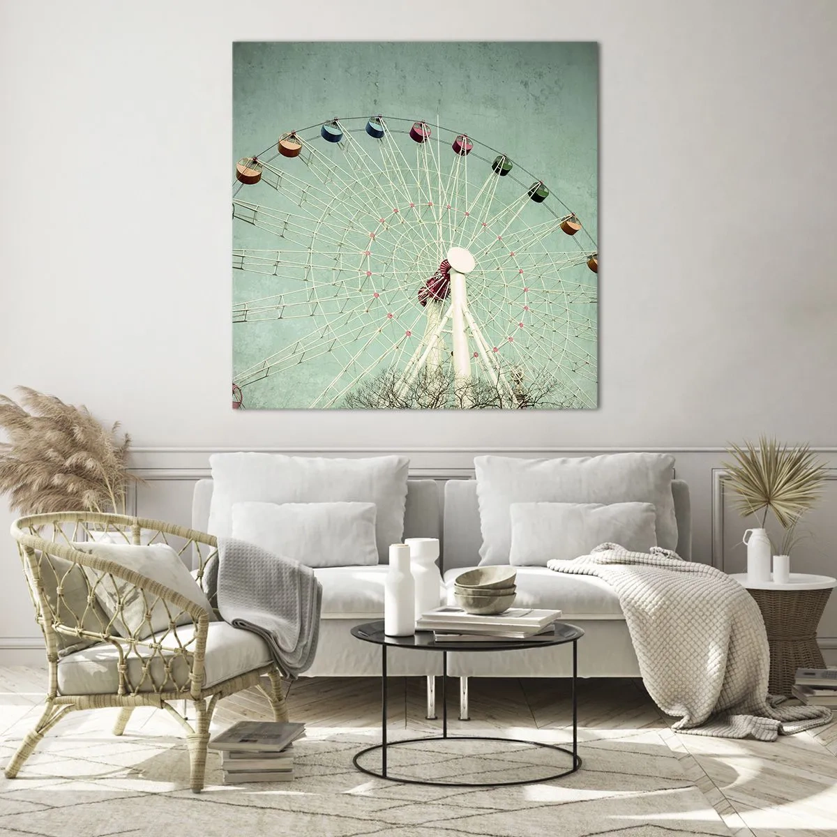 Glasbild - Bild auf glas - Wir laden zum Spiel ein - 70x70 cm