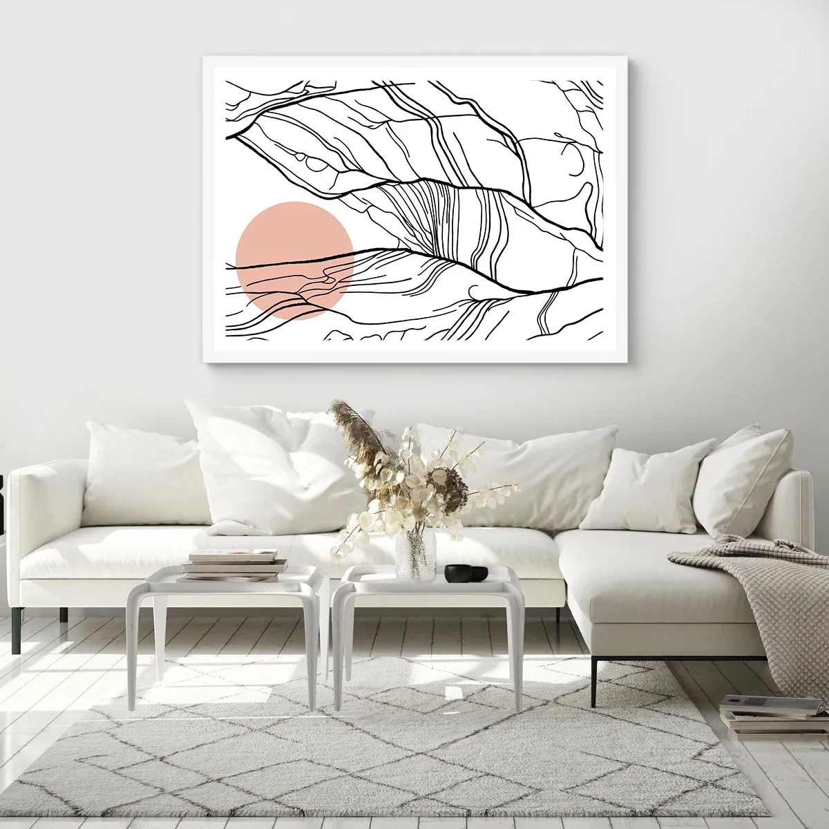 Poster in einem weißen Rahmen - In einem Netz aus Zweigen - 91x61 cm