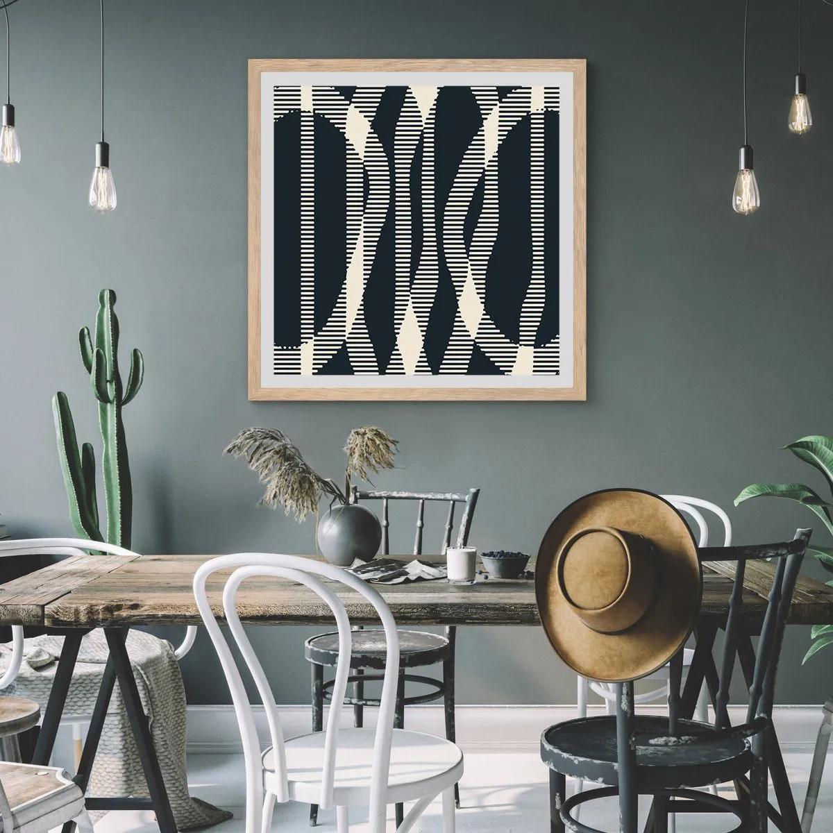 Poster in einem Rahmen aus heller Eiche - Ein Versuch, die Dunkelheit zu durchbrechen - 60x60 cm