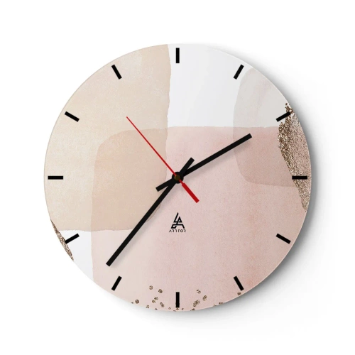 Wanduhr - Glasuhr - Eine geometrische Komposition aus Pastellblöcken mit glänzenden Akzenten. - 30x30cm - Ein Blick durch die Farbe - Moderne Wanddekoration für Wohnzimmer, Küche und Schlafzimmer ARTTOR