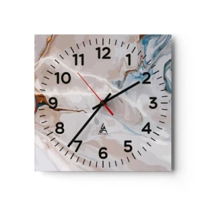 Wanduhr - Glasuhr - Blau schlängelt sich unter dem Weiß - 30x30 cm