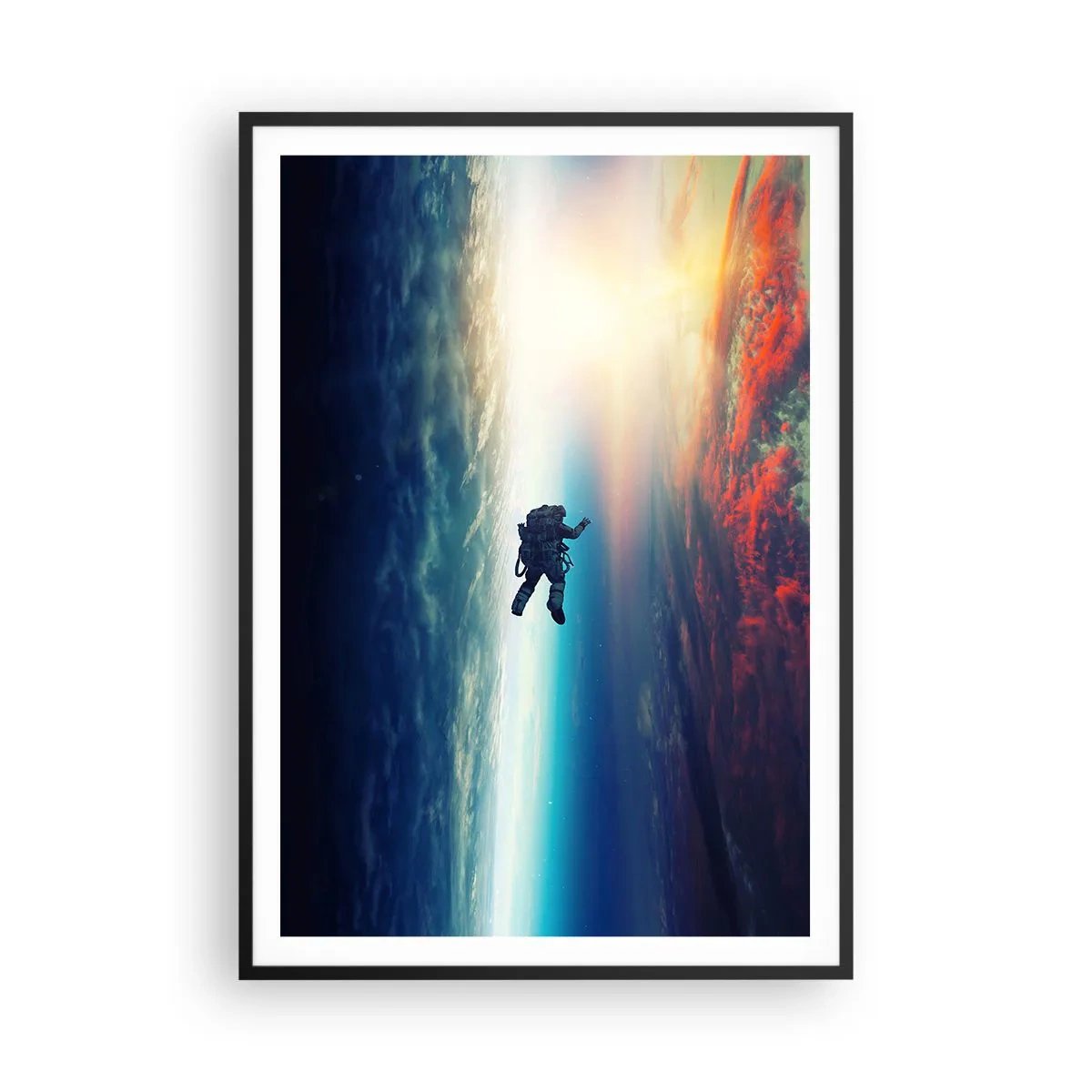 Poster in einem schwarzem Rahmen - Sich dem Universum stellen - 70x100 cm