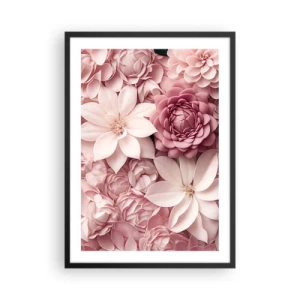 Poster in einem schwarzem Rahmen - Rosa Blüten in einer eleganten Komposition - 50x70cm - In rosa Blütenblättern - Moderne Wanddekoration für Wohnzimmer und Schlafzimmer ARTTOR