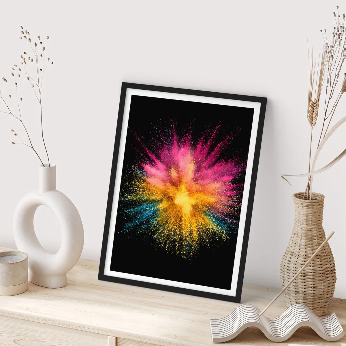 Poster in einem schwarzem Rahmen - Die Geburt der Farben - 40x50 cm
