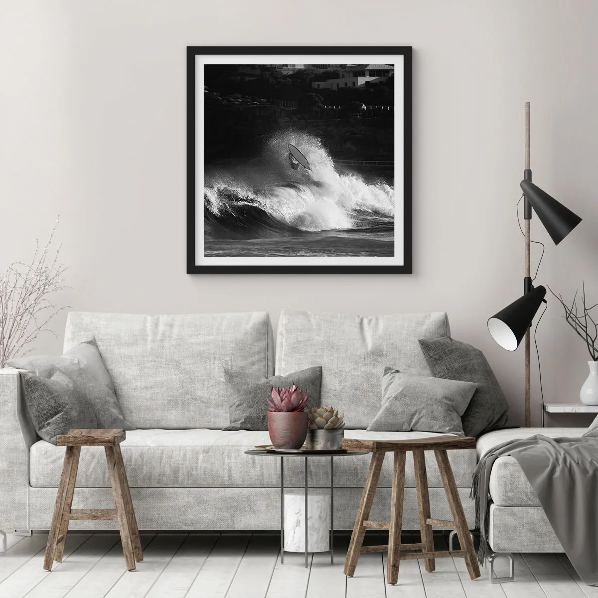 Poster in einem schwarzem Rahmen - Herausforderung angenommen! - 60x60 cm