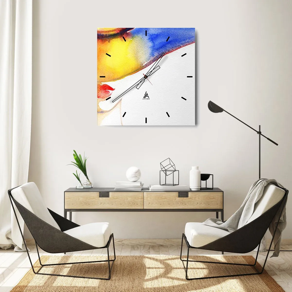 Wanduhr - Glasuhr - Bildnis einer Dame - 40x40 cm