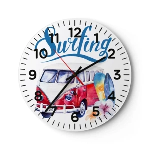Wanduhr - Glasuhr - Gurke - ein Klassiker für einen Surfer - 30x30 cm