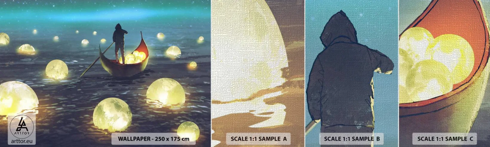 Fototapeten Muster Premium Canvas - Dinge, von denen Philosophen nie geträumt haben - Abstraktion, Fantasie, Boot - 100x30 cm