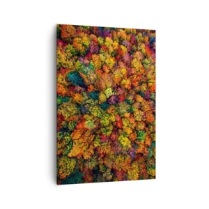 Bild auf Leinwand - Leinwandbild - Bunte Baumkronen in der Herbstpalette - 70x100cm - Blumenstrauß aus Herbstbäumen - Moderne Wanddekoration für Wohnzimmer und Schlafzimmer ARTTOR