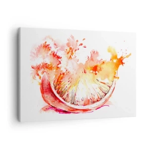 Bild auf Leinwand - Leinwandbild - Eine Aquarellscheibe Grapefruit in leuchtenden Farben - 70x50cm - Saftige Erfrischung - Moderne Wanddekoration für Wohnzimmer und Schlafzimmer ARTTOR